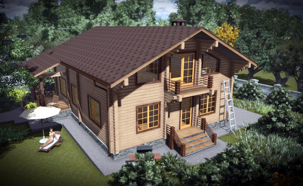 коттедж в 3d вид сверху